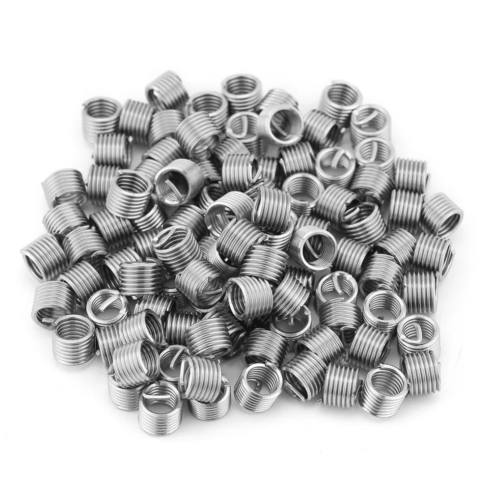 100pcs M6*1.0*2D Wire Thread Insert Stainless Steel 304 Wire Screw Sleeve, M6 Screw Bushing Helicoil Wire Thread Repair Inserts