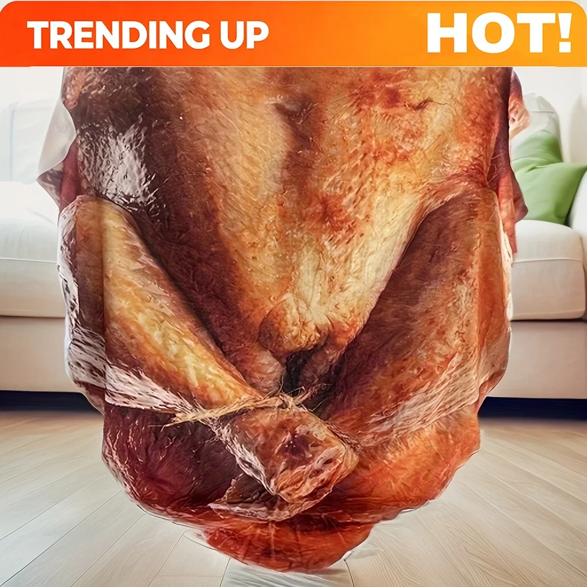Customization Realistic Food-Themed Blanket Featuring Roasted Chicken, A Cozy And Soft Flannel Throw For The Sofa, Suitable For