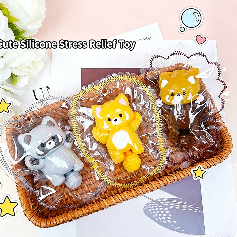 Crunchy and Soft Animals Fidgets Toy Cute Little Raccoon Stress Relief Antistress Soft Rebounding Toy Stress Balls Gifts Adults