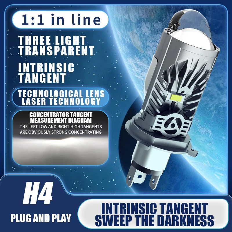 

KEVANLY Dual Lens H4 Светодиодная фара Мини-объектив проектора Светодиодная лампа H4 Автомобильная фара дальнего/ближнего света 55 Вт Plug& Play