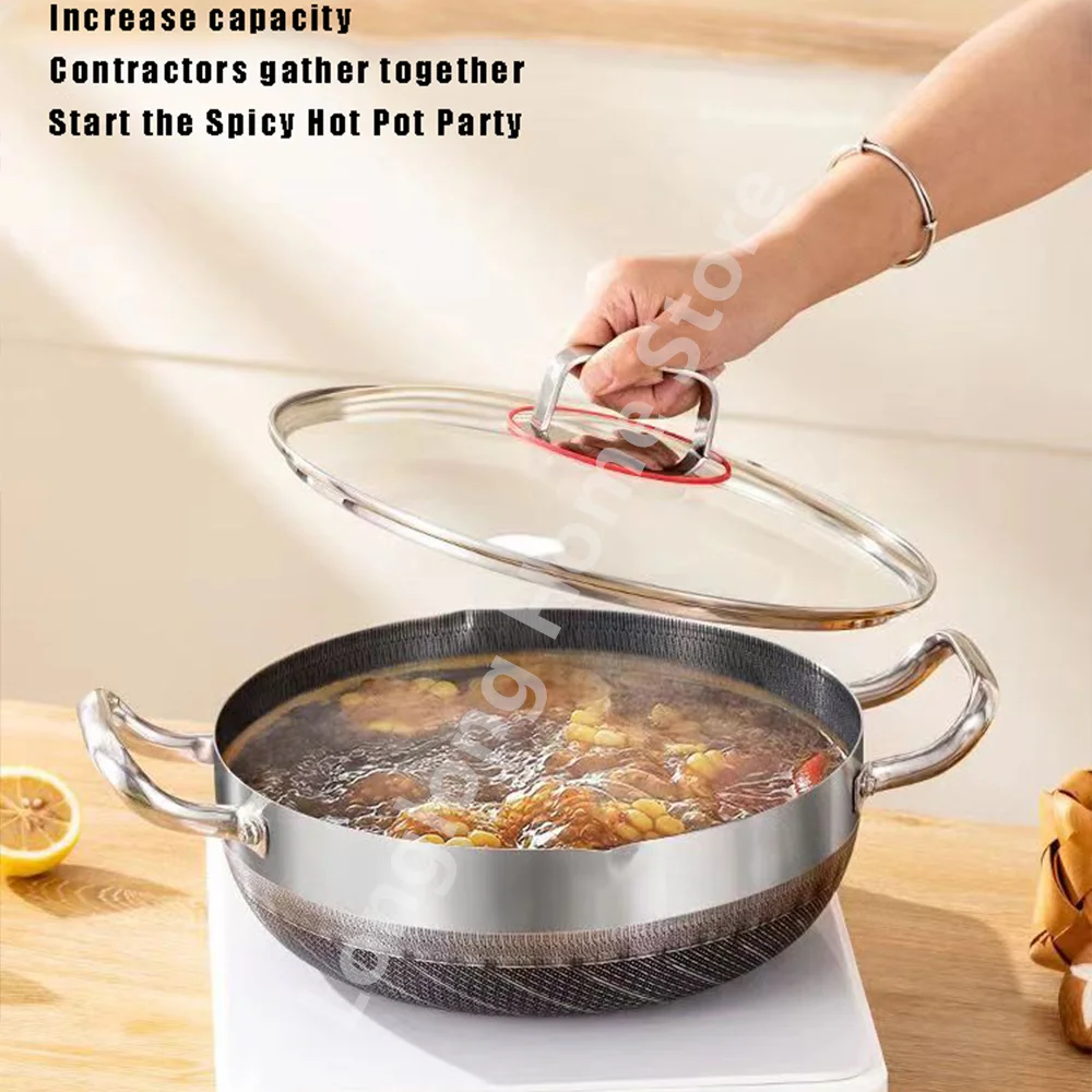 

316 Stainless Steel Wok Non-Stick Egg Frying Pan Soup Pot Honeycomb Induction Cooker Gas Stove General Durable Kitchen Cookware