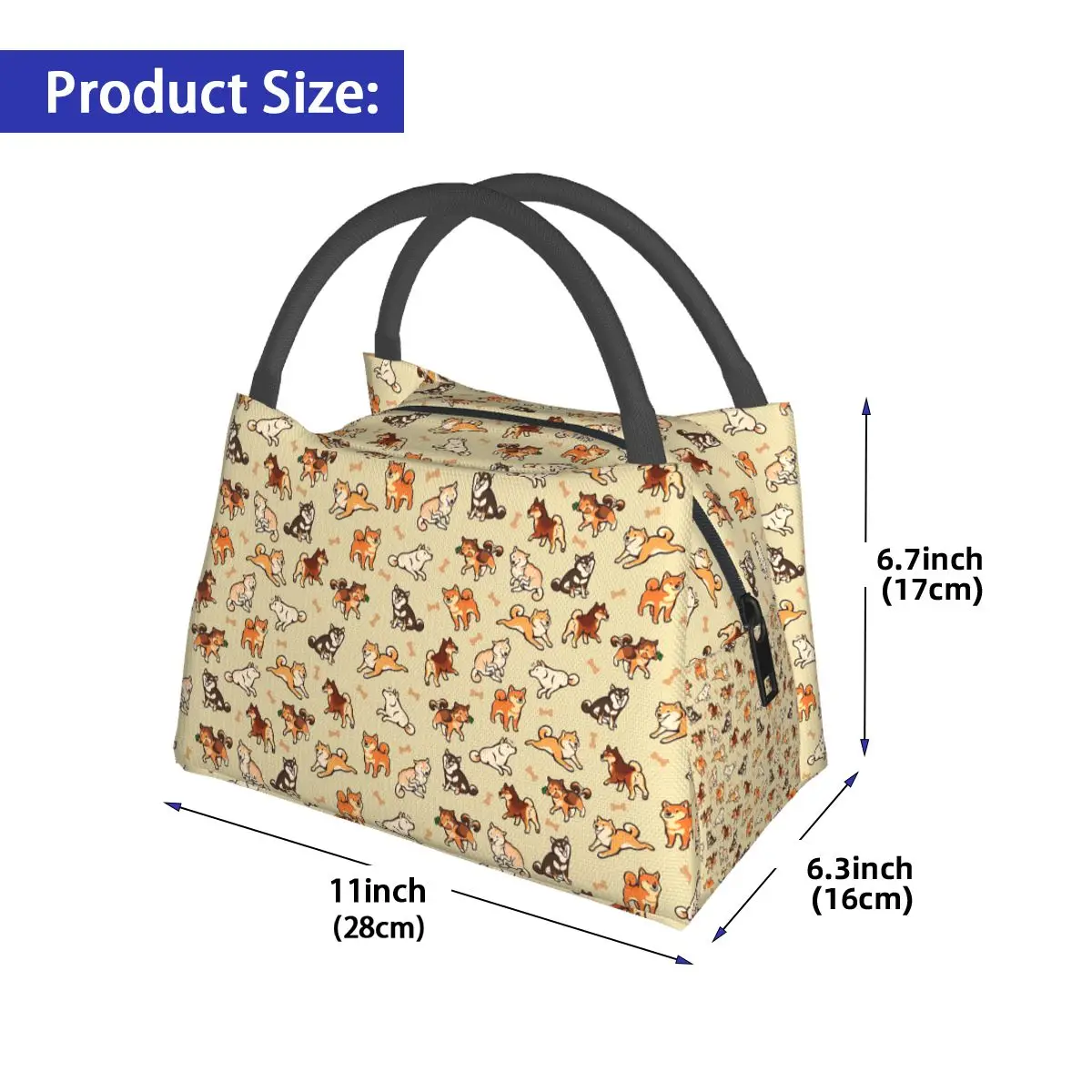 Shiba Inu Lovely Cute Dogs In Cream Lunch Bag for Women Bento Storage Food Boxes Container Cooler Thermal Lunch Box Tote