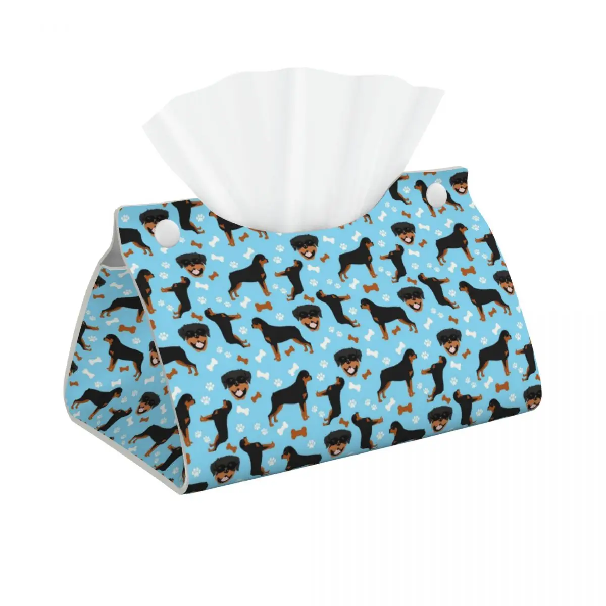 Custom Rottweiler Dog Breed Tissue Box Cover Rectangular PU Leather Animal Facial Tissues Holder for Car