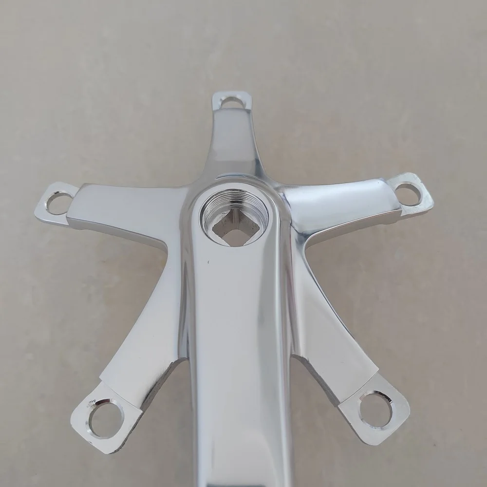 Bicycle Crank 144 BCD Fixed Gear Crankset 5 Bolts Track Bike Arm Silvery Aluminum Alloy Folding MTB Parts