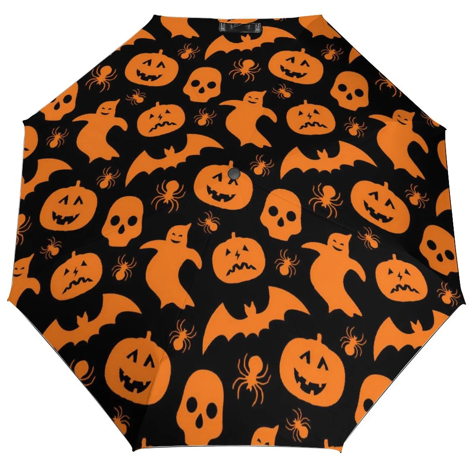 Pumpkin Umbrella Spooky Halloween Ghost Beautiful Wind Proof Umbrella Automatic Print Portable Tours Umbrella