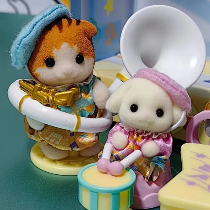 Hot Collectie Sylvanian Families Drum Muziek Concert Action Mini Figuur Pop Scène Metgezel Speelgoed Verzamel Decoratie Voor Kind Geschenken