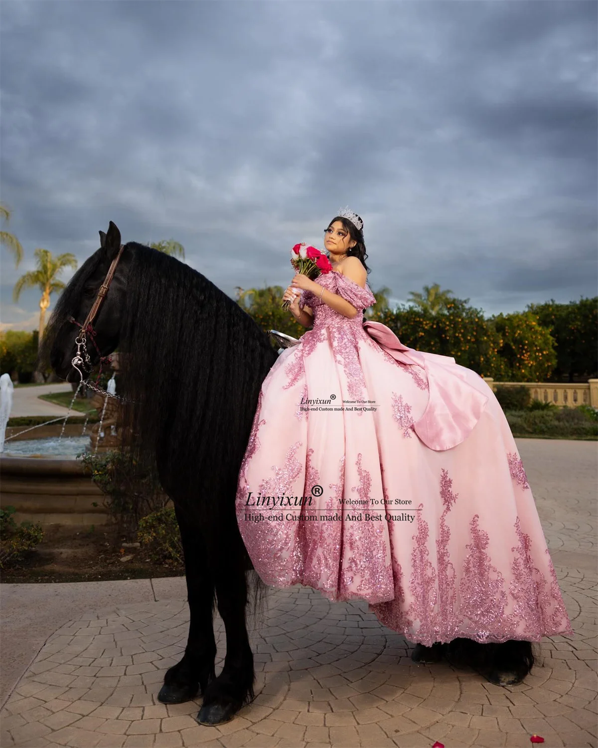 Vestidos de baile com renda fora do ombro para mulheres, apliques rosa, vestidos Quinceanera, espartilho de baile, vestido doce 16 anos