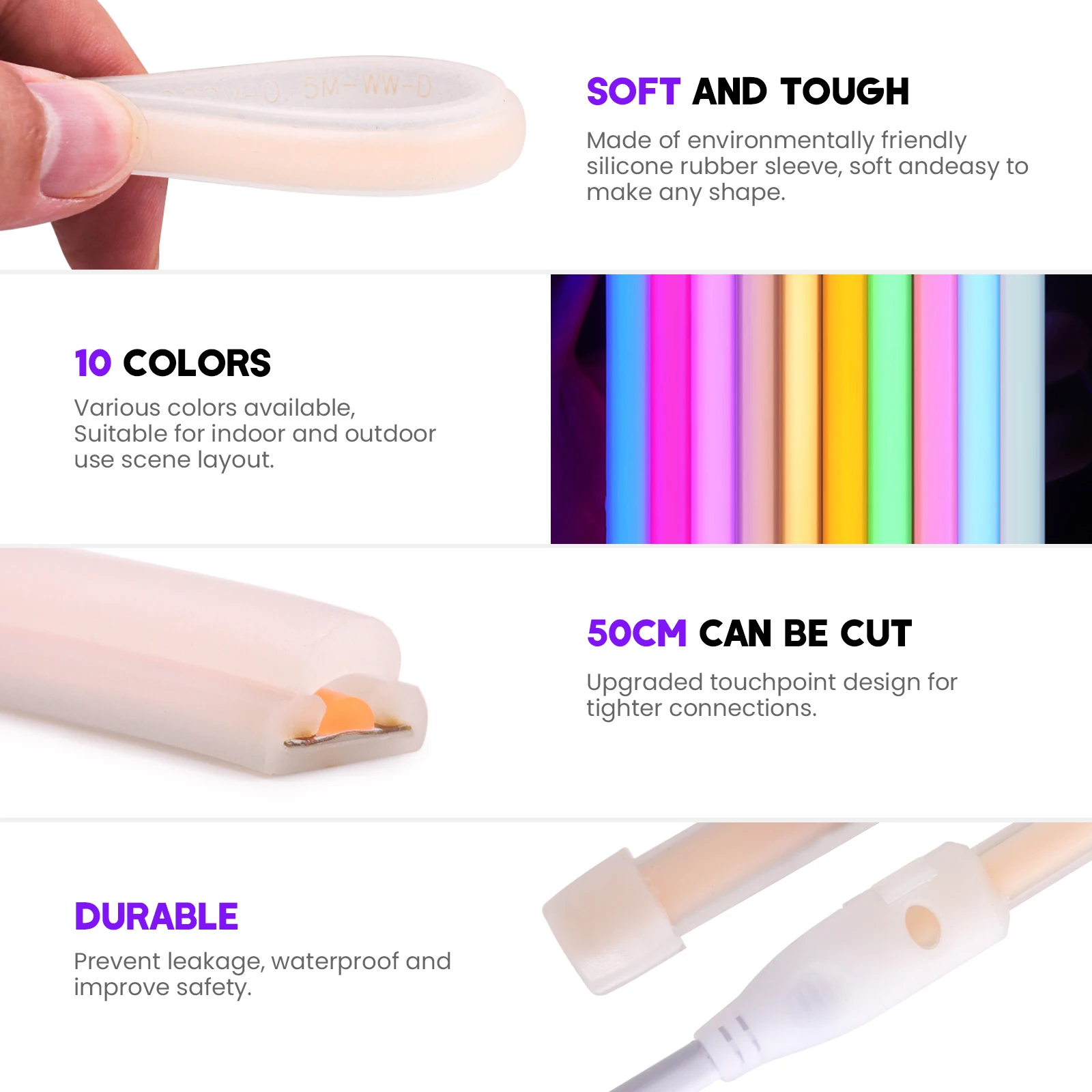 Dimmable COB LED Neon Light Strip 288LEDs/m 220V EU Plug High Density CRI RA90 COB Outdoor Garden LED Tape For Kitchen Lighting