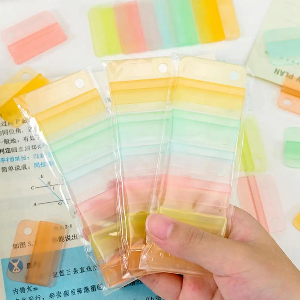 Transparent Bookmark Folder Multi-color Gradient Bookmarks 6pcs Colorful File Folder Set Multi-functional Bookmarks for Note