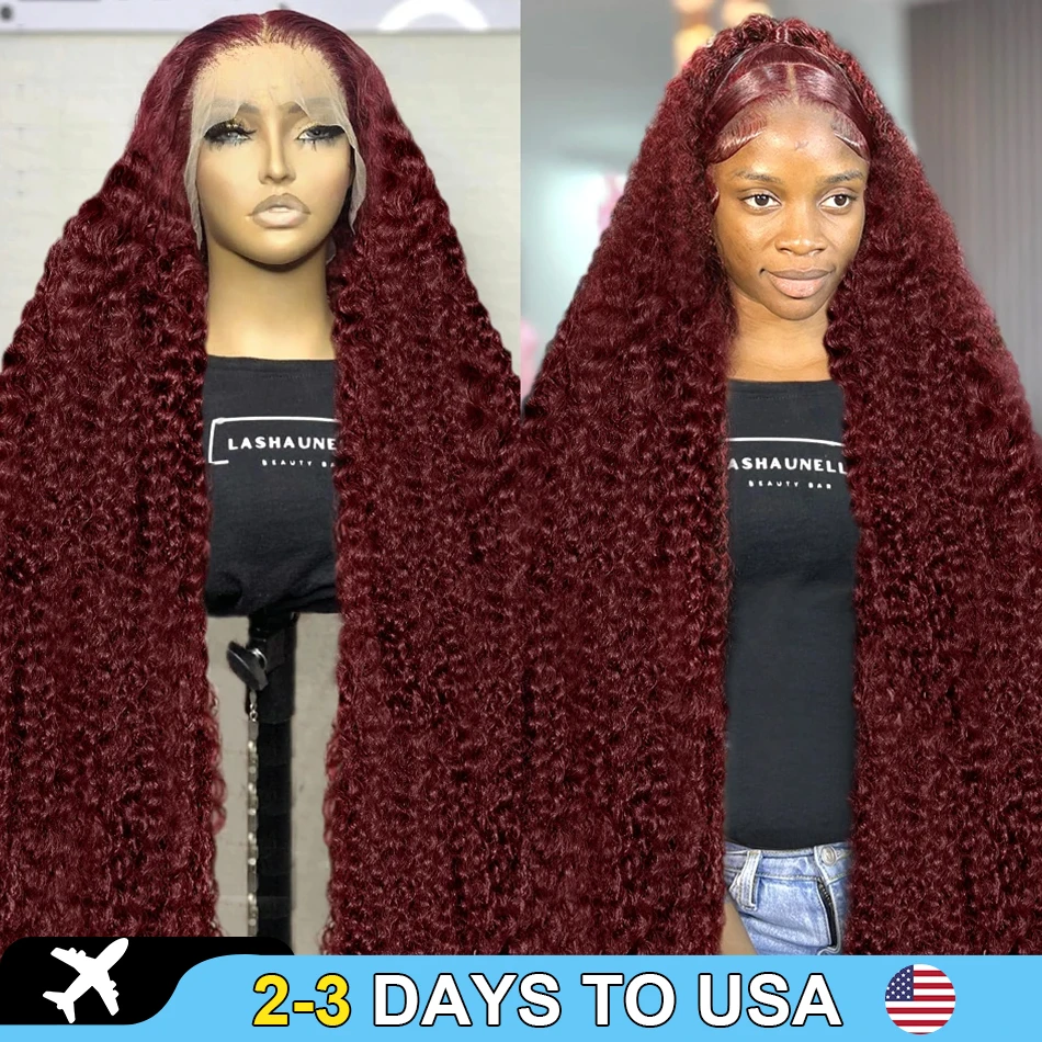 30 36 Inches 250 Density Reddish Brown Deep Wave 13x4 HD Lace Frontal Wig 100% Curly 13x6 Lace Front Human Hair Wigs For Women