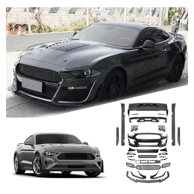 

Front & Rear Bumper Grille Side Skirt Body Kits Upgrade Parts For Mustang 2018 - 2022 Upgrade To GT500 Shelby