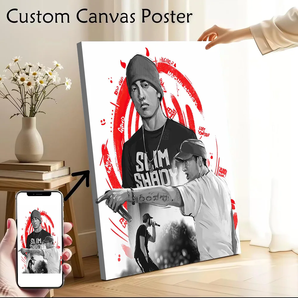 Eminem Portrait Canvas Wall Arts Poster Customizable Pictures Printing for Room Vintage Decor Luxury Art of Murals Bedroom Mural