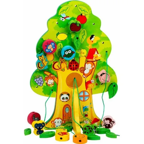 Piramigo 3D Wood Bead Stringing Tree Animals And Fruits