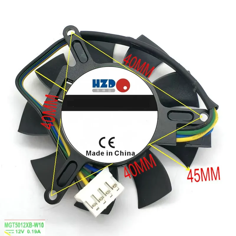 MGT5012XB-W10 12V 0.19A Four - line graphics card cooling fan for NVIDIA QUADRO K620 HZDO 45MM*39MM
