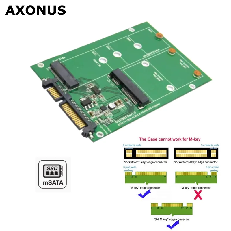 M.2 Solid State NGFF to SATA Adapter Card MSATA Hard Drive to SATA Adapter Card 2-in-1 SATA 2.5