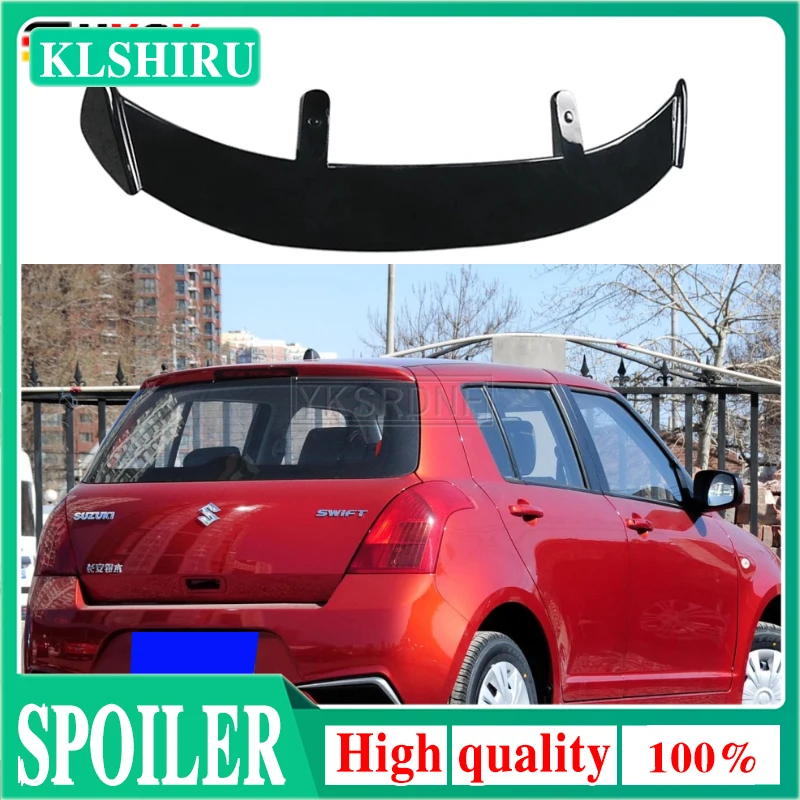 High Quality ABS For 2006-2016 Suzuki Swift Sport Spoiler Carbon Fiber Look Hatchback Roof Rear Wing Body Kit Accessories