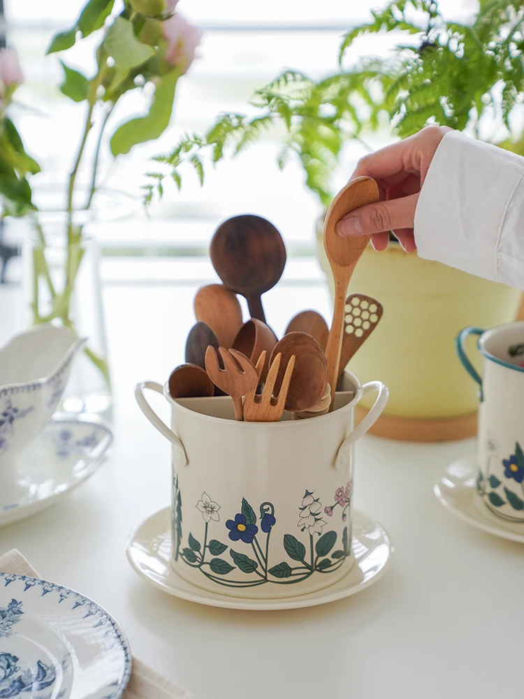 

Large Size Vintage Retro Dining Utensils Storage Buet Home Use round ape Knife Fork Spoon Ra Drainage Chopstis Holder