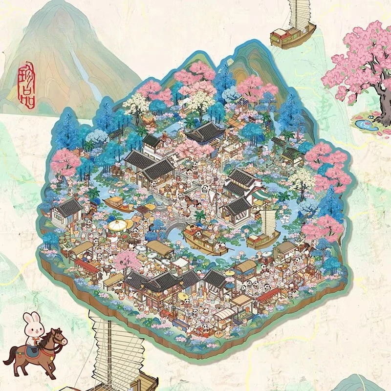 

ZIYI 3D наклейки сцены, новые забавные мини-наклейки в китайском стиле, миниатюрные наклейки сцены, снятие стресса для студентов и взрослых