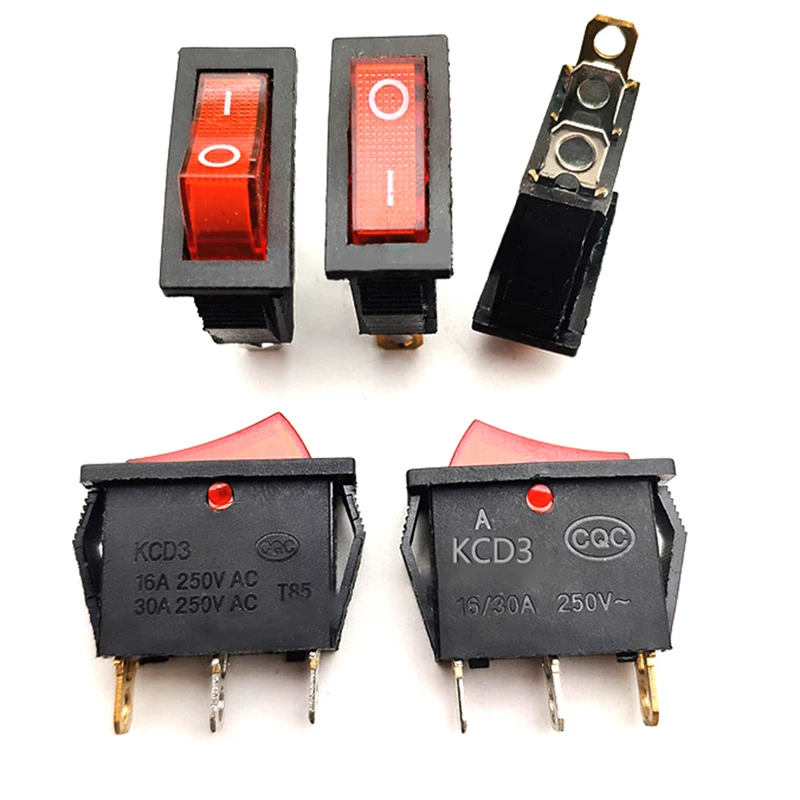 5 Pcs Multifunction Rice Cooker Switch Boat Power Rocker Switch With Illuminated Lamp 2-Position 3-Pin Boat Rocker Switch