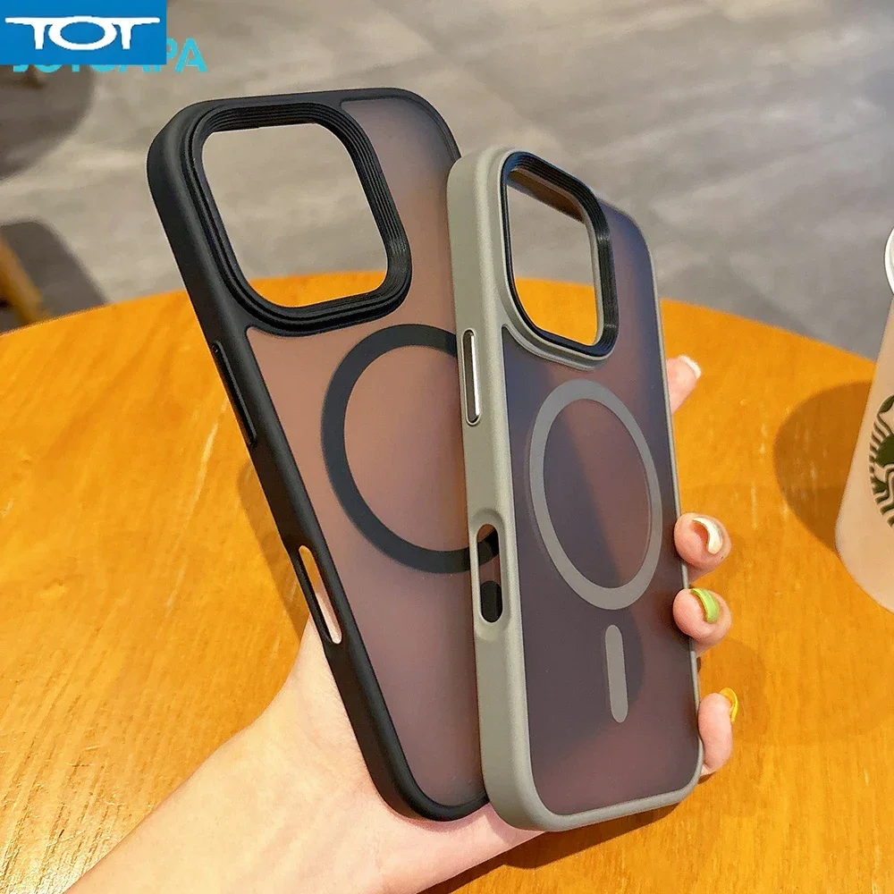 

For Magsafe Matte Translucent Wireless Charging Case For iPhone 16 15 14 12 13 11 Pro Max Plus For Magsafe Hard Acrylic Cover