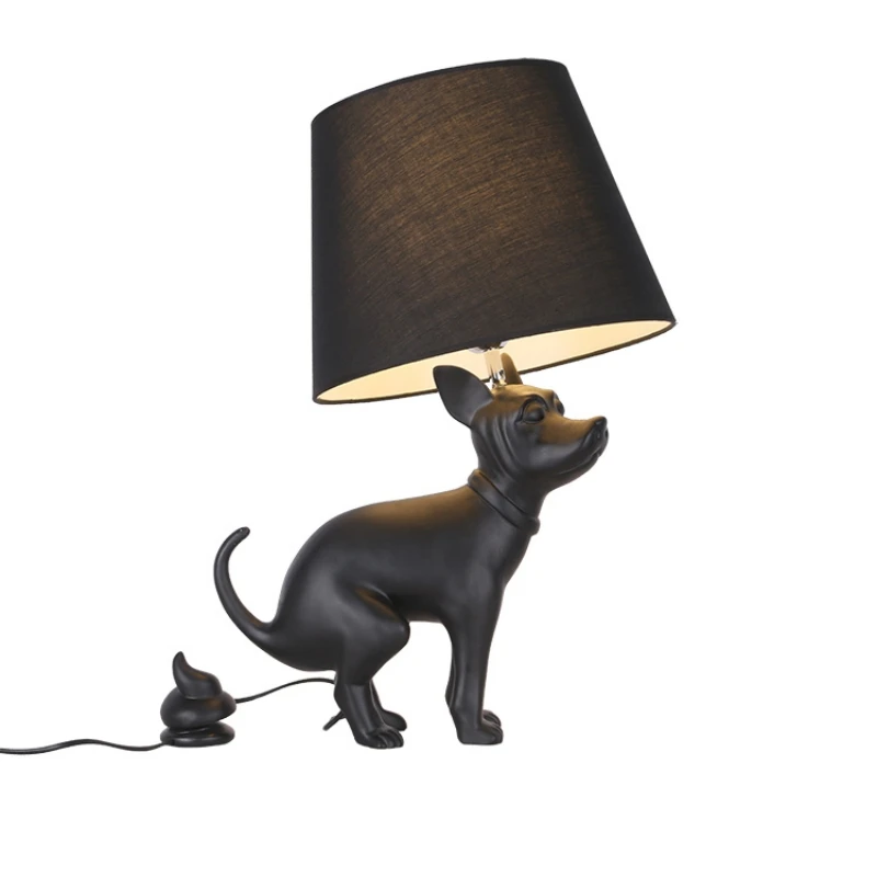 Modern Black Dog poop Table lamp LED Resin Table Lamp Desk lamp Reading Light Art Decor Beside Lamp Living Room Bedroom Fixtures