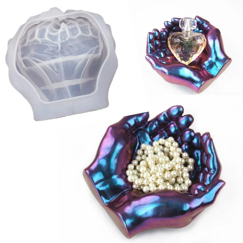 Two-hand Model Hand Storage Resin Candlestick Mold Concrete Silicone Mold Ceramic Clay DIY Crafts DIY Flower Pot Mold Leaf mold