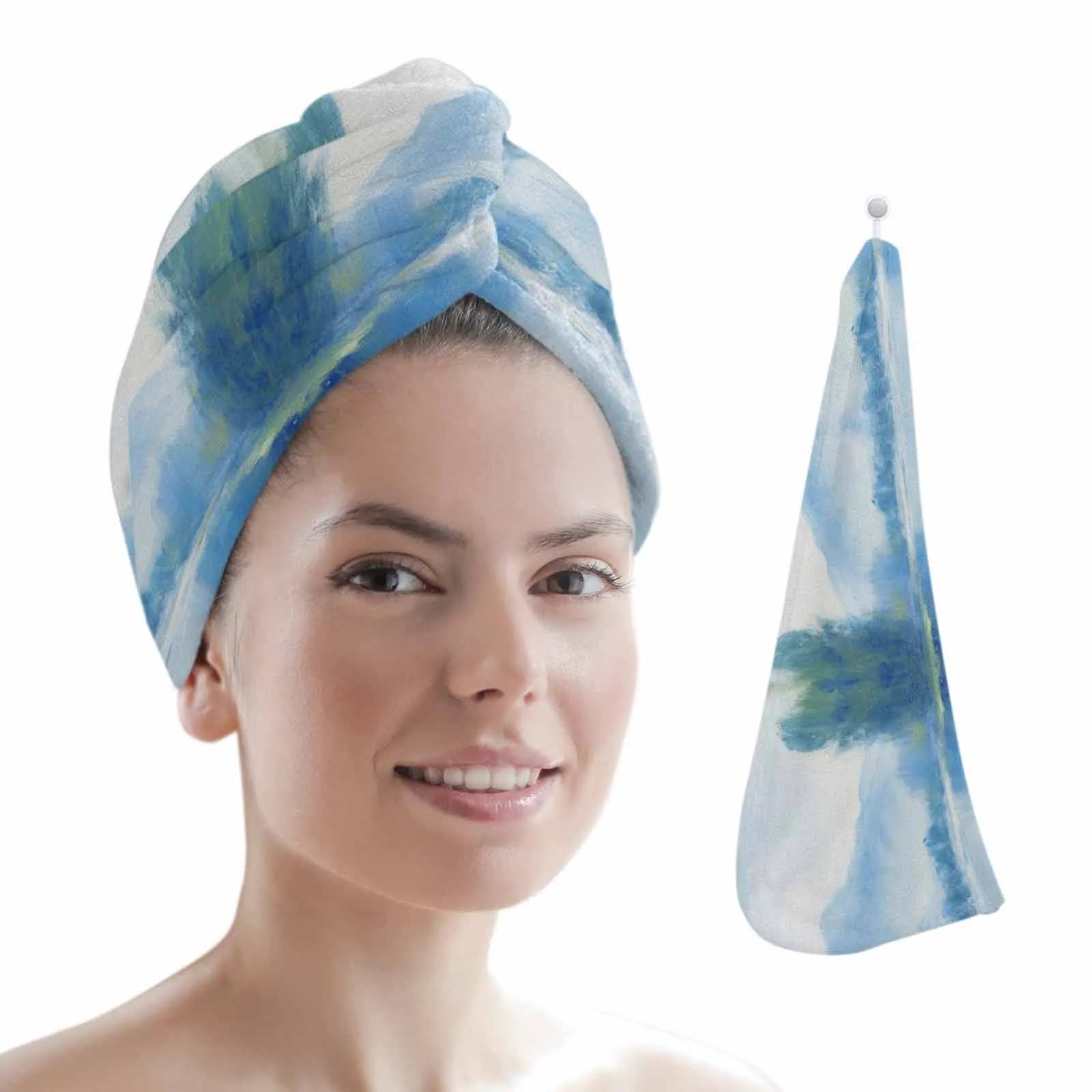 Watercolor Landscape Abstraction Quick-dry Hair Towel Cap Girl's Hair Drying Hat Bath Hat Microfiber Towel Hair Dry Cap