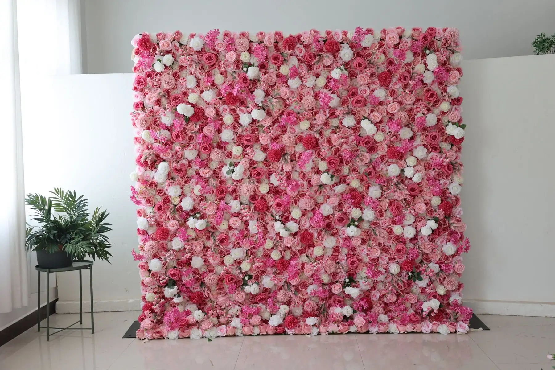 

Royal Series Luxury Pink Rose Orchid Hydrangea 3D artificial plant flower wall outdoor wedding party background decoration