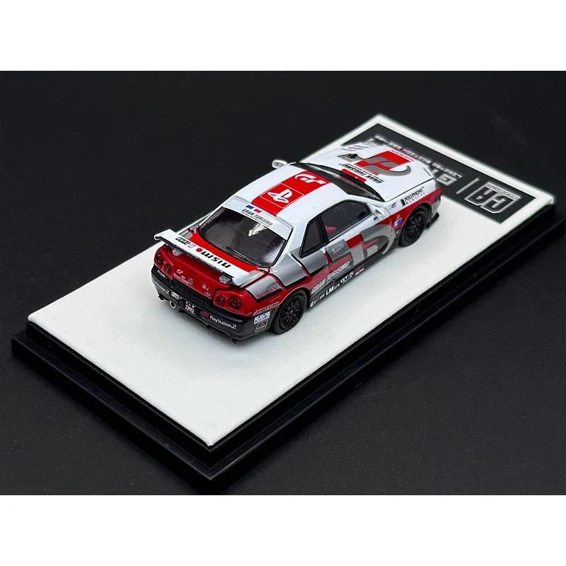 CA 1:64 Skyline GTR R34 Open Hood Container Diecast Diorama Car Model Collection Miniature Toy Cool Art