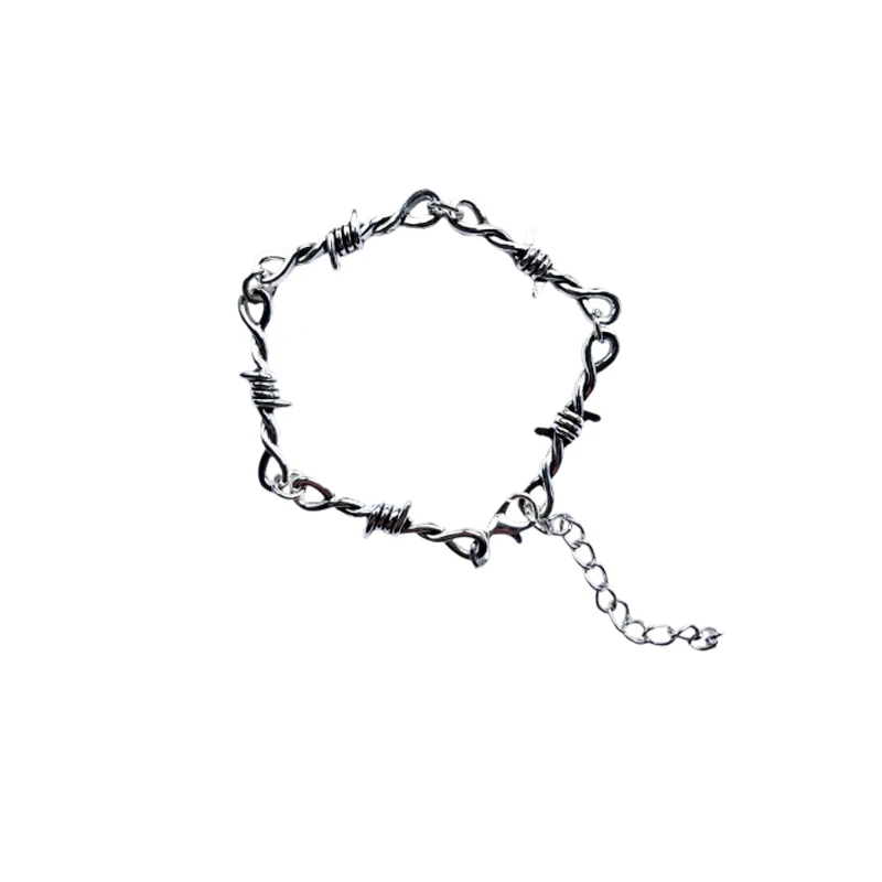 Silver Plated Barbed Wire Bracelet | goth cool fashion rock tattoo Emo Y2k