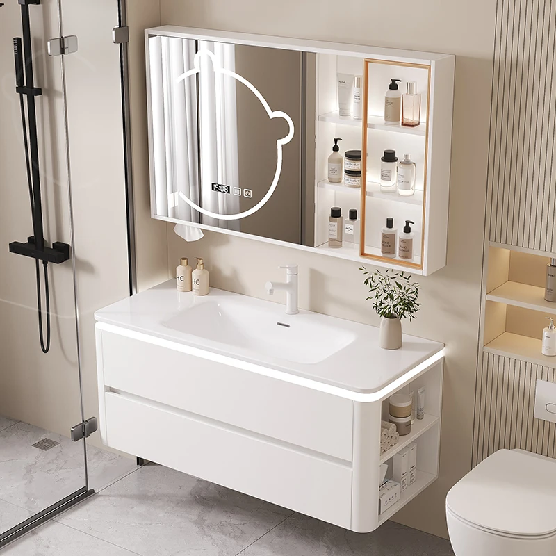 French Washbasin Bathroom Cabinets Toilet Light Vintage Vanity Bathroom Cabinets Storage Mirrors Mobiletto Bagno Furniture