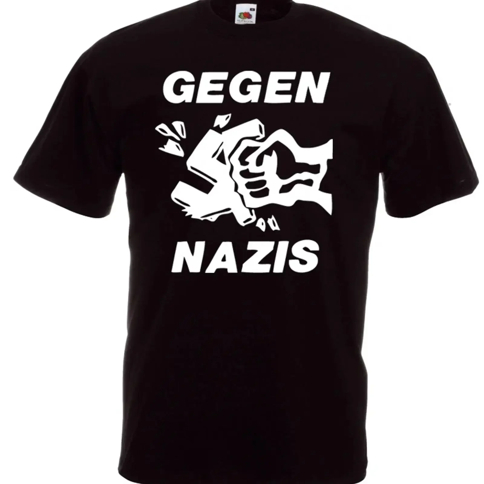 GEGEN NAZIS T Shirt schwarz vintage Washed Stylish streetwear Stretched Breathable fashion Slightly homme Soft Versatile Casual