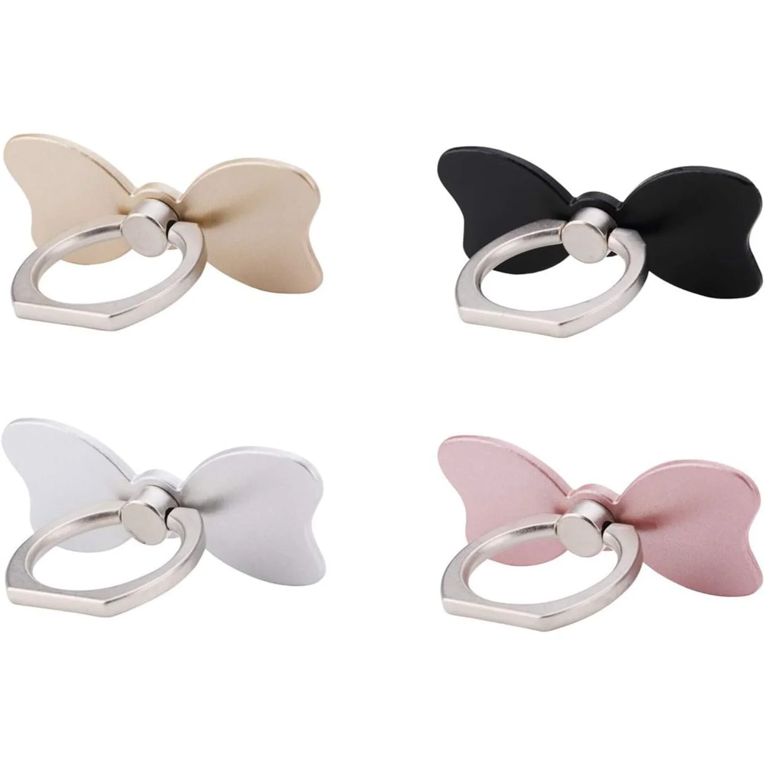 4 Pack Cell Phone Bow Ring Holder,Bowknot Phone Ring Kickstand,  Cell Phone Finger Ring  for Almost All Phones,Pad Makeup Money