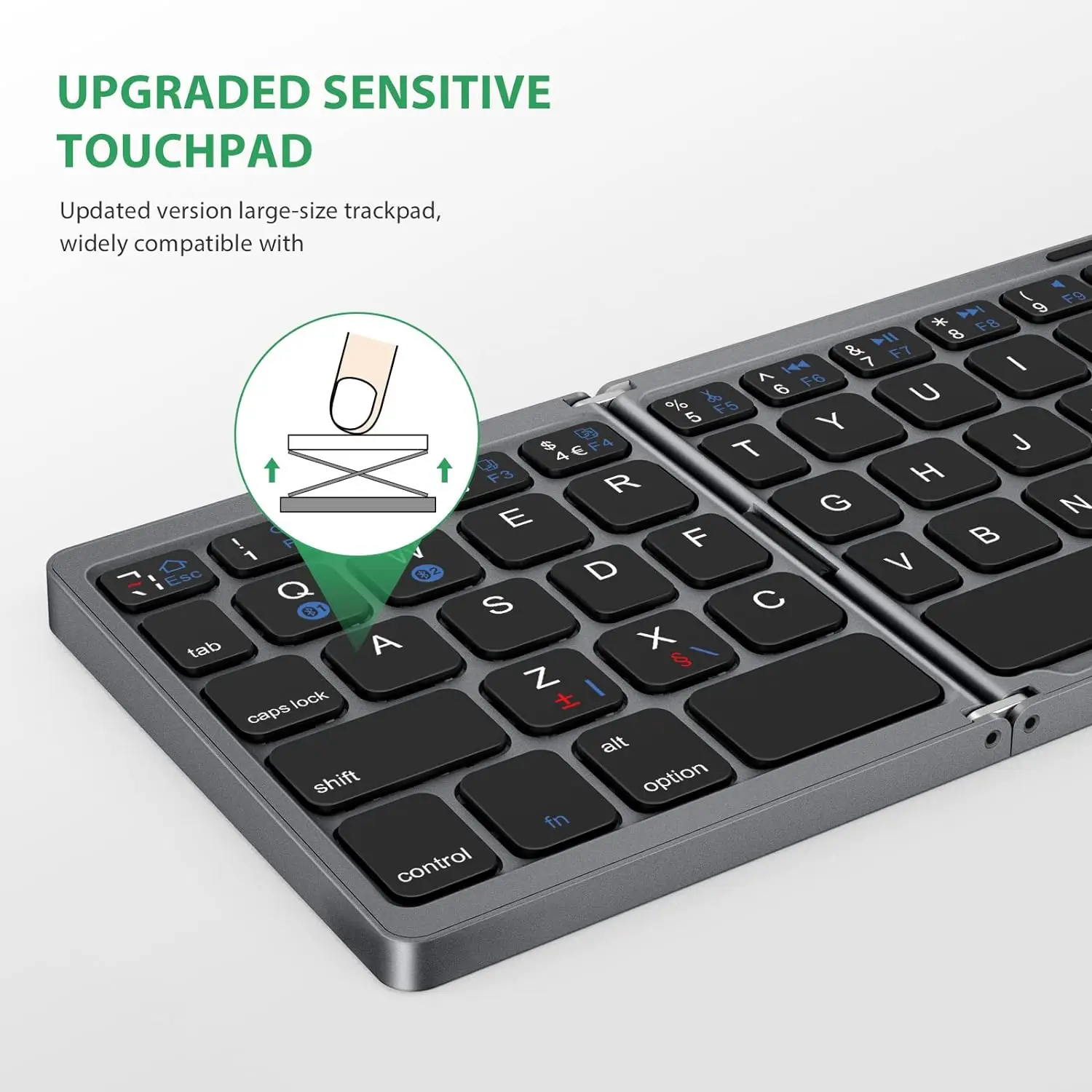 Imagem -04 - Teclado Russo Dobrável com Touchpad Mini Bluetooth Portátil Teclado sem Fio Mac Ios Android Windows pc