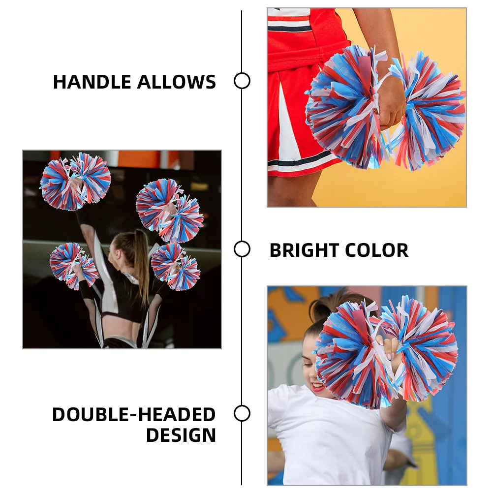 

4pcs Cheerleader Pom Poms Metallic Bright Reusable For Sports Events Outdoor Performance Festival Team Spirit Portable Youth