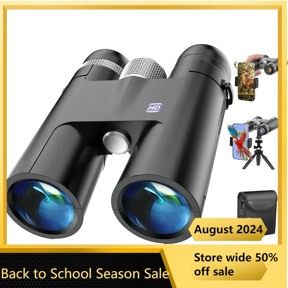 

18x50 HD бинокли для взрослых с улучшенным адаптером для телефона, штативом и адаптером для штатива, большой окуляр, водонепроницаемые бинокли.
