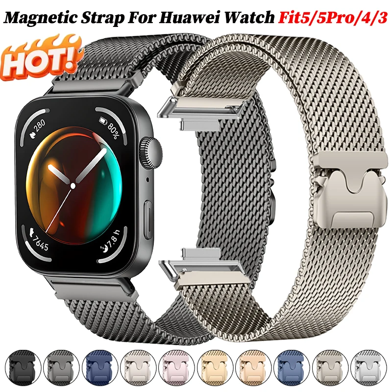 Milanese Magnetarmband für Huawei Watch Fit5/5Pro Metall-Schlaufenarmband Smartwatch-Armband für Huawei Fit4Pro/4/3 Stahlband