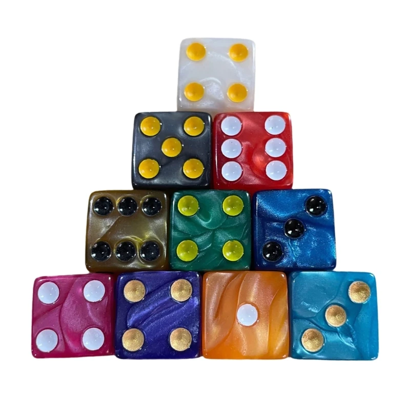 Y1UB Game Playings Square Block Math Teaching Educational Toy Dices Set Small Colorful Acrylic Six Sided Dices Cubes with Dot