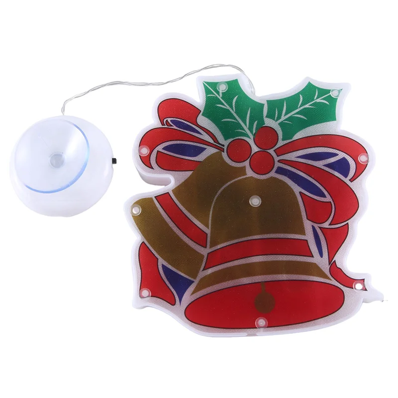 Рождественские огни из 6 предметов, подвесные светильники для окон, рождественские декоративные светильники, украшение для окна магазина, комнаты, светодиодные фонари на присоске