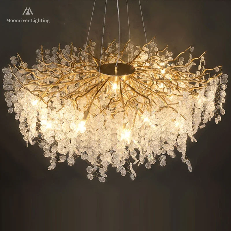 luxo cristal lustres gold tree branch droplight estilo europeu luz pingente para casa sala de jantar quarto decoracao 01