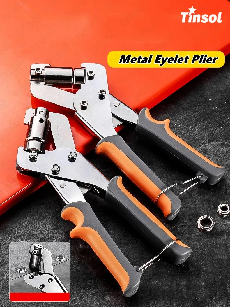 TINSOL 6mm/10mm Eyelet Pliers Kit Portable Hand Press Metal Grommet Hole Punch Plier for Leather Canvas Clothing DIY Tarp Ring