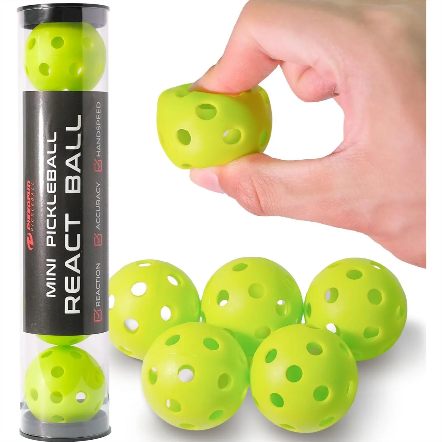 

Mini Pickleball Balls 5 Pack - 1.65" Small Training Balls for Indoor Drills, Hand Speed & Paddle Control - Quiet Home Practice