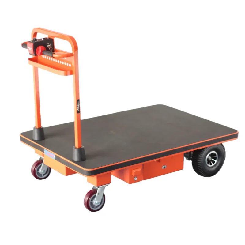Electric platform car with electric wheels and collapsible frame