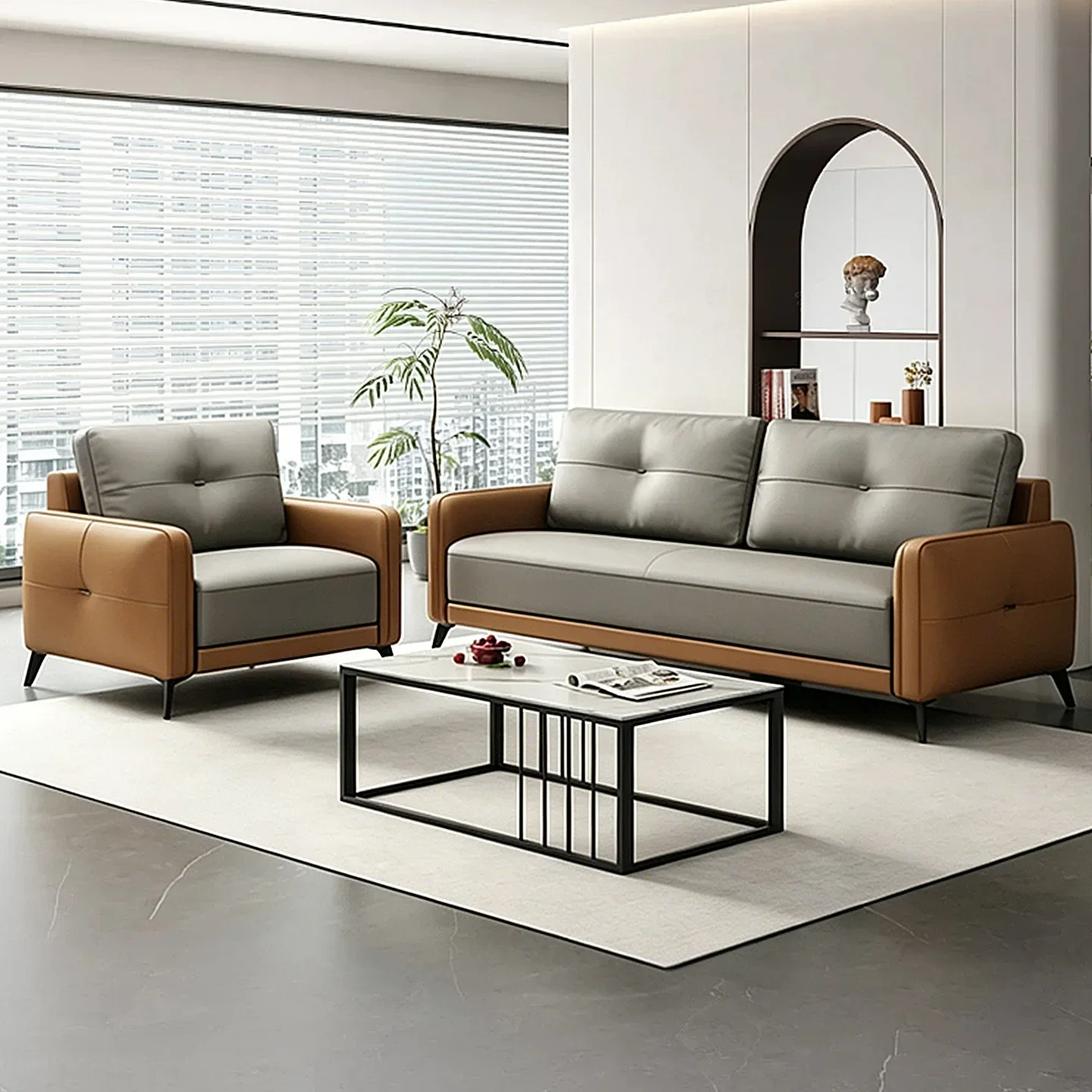 Office sofa coffee table combination VIP reception sofa guest training Small apartment
