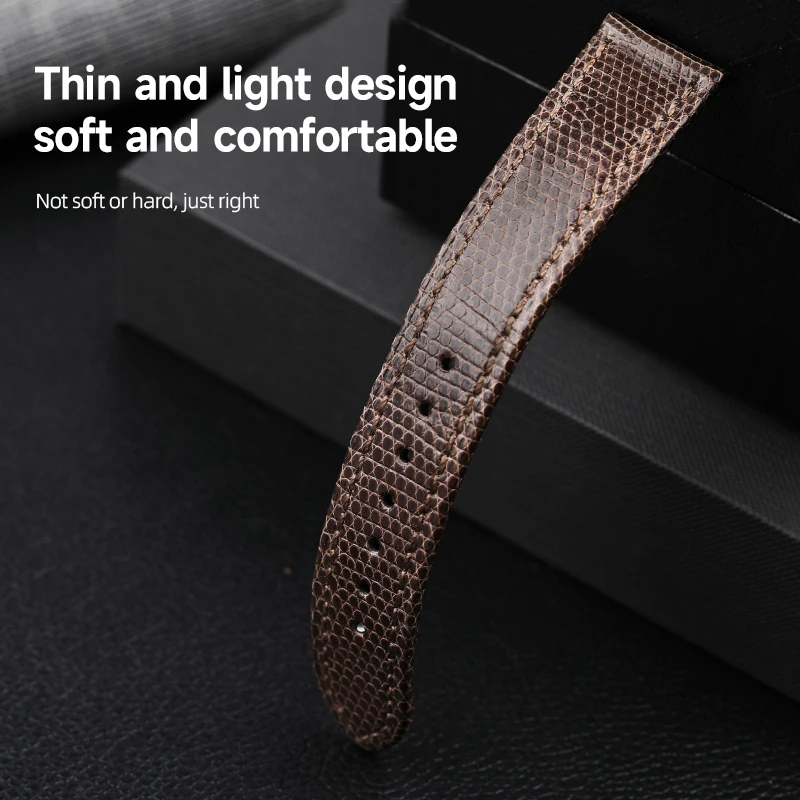 Ультратонкий ремешок для часов из кожи ящерицы ручной работы 18, 19, 20, 22 мм, браслет из мягкой натуральной кожи, мужской браслет премиум-класса в винтажном стиле