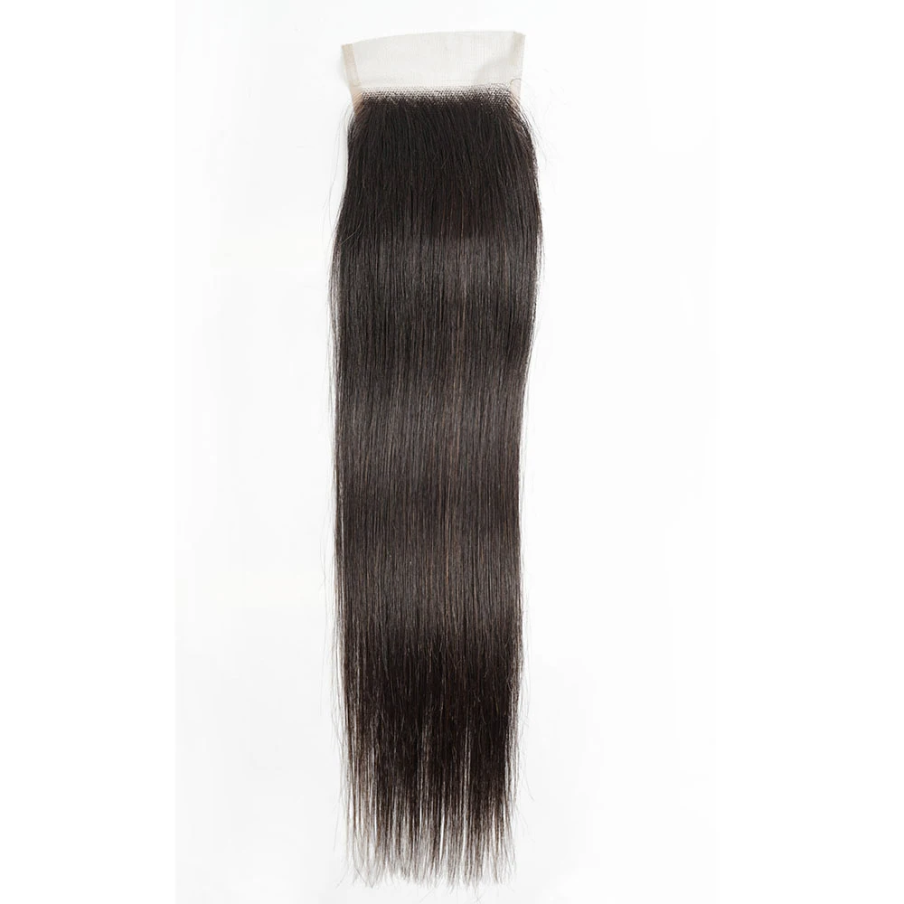 Mèches Indiennes Naturelles Remy Lisses avec Closure 4x4, Extension de Cheveux pour une Tête Complète, 28 30 32 Pouces, 300 g/Lot, 3 Lots