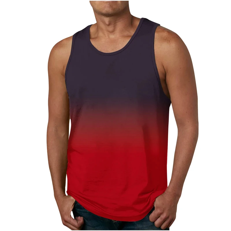 

Summer Gradient 3D Print Tank Tops Men's Casual Streetwear Oversized Sleeveless Tank Top Bodybuilding Male Gym Vest Man Clothing