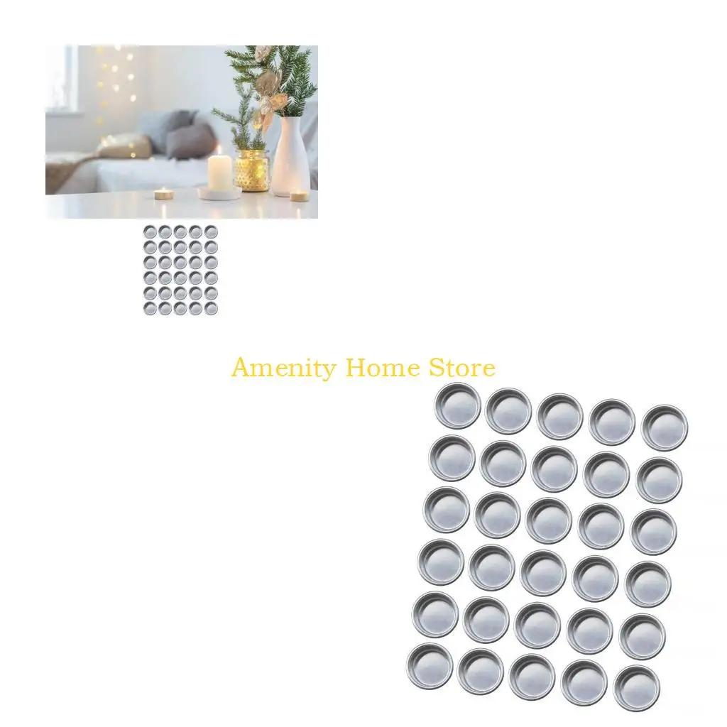 F26C Pack of 30 Candle Tins Jar Cups for DIY Candle Making Aluminum Round Containers Tealight Bases for Creative Projects