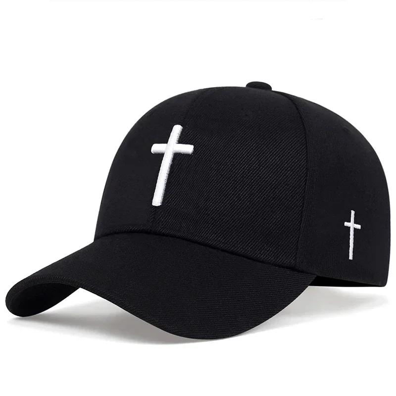 Unisex Cross Embroidery Baseball Caps Outdoor Adjustable Spring and Autumn Casual Sunscreen Hat
