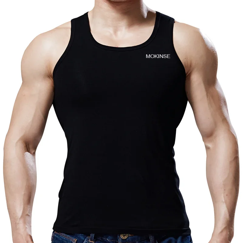 MOKINSE Running Vest Men Sleeveless Shirt Fitness Workout Tank Top Training Clothes Men Running Crop Top Sport Vest Gym Jogging